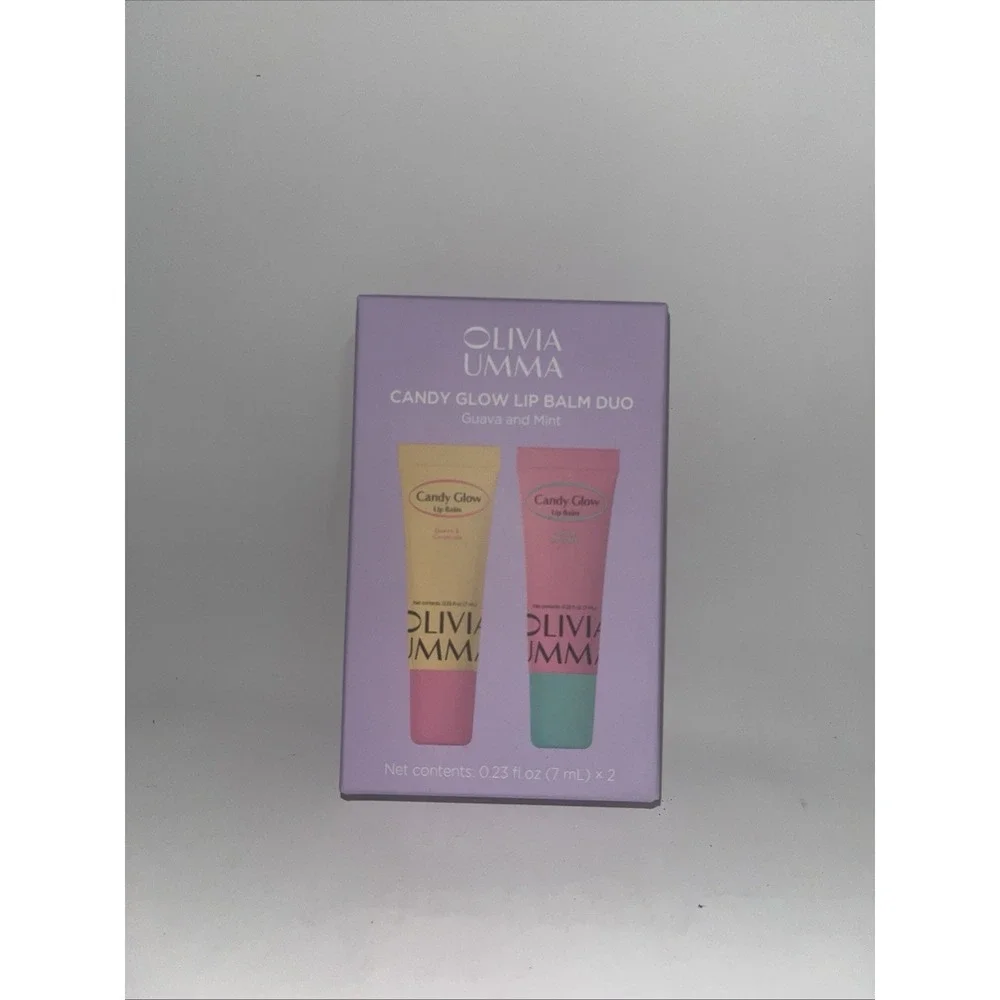 Olivia Umma Candy Glow Lip Balm Duo Guava & Mint NEW in Box .23 fl oz. Each